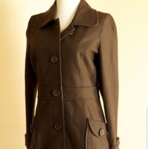 Brown light wool pea coat trench Anthropologie